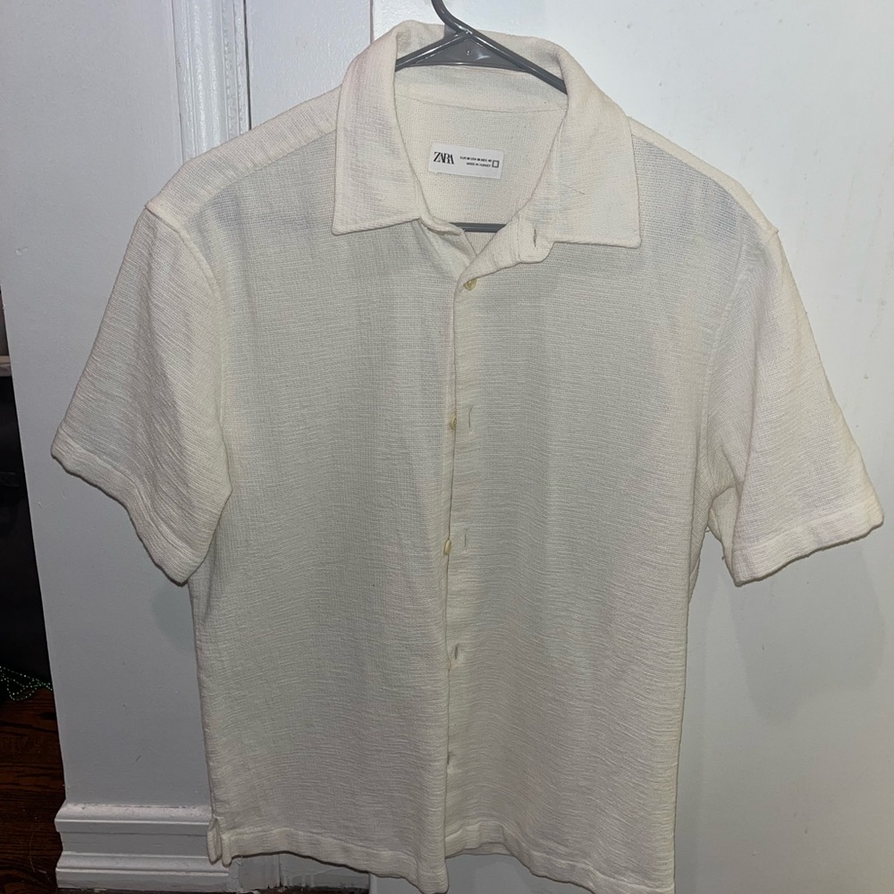 Zara Men’s White Linen Short Sleeve Shirt